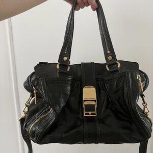 Rebecca Minkoff green leather crossbody handbag bag paddington Gold Hardware